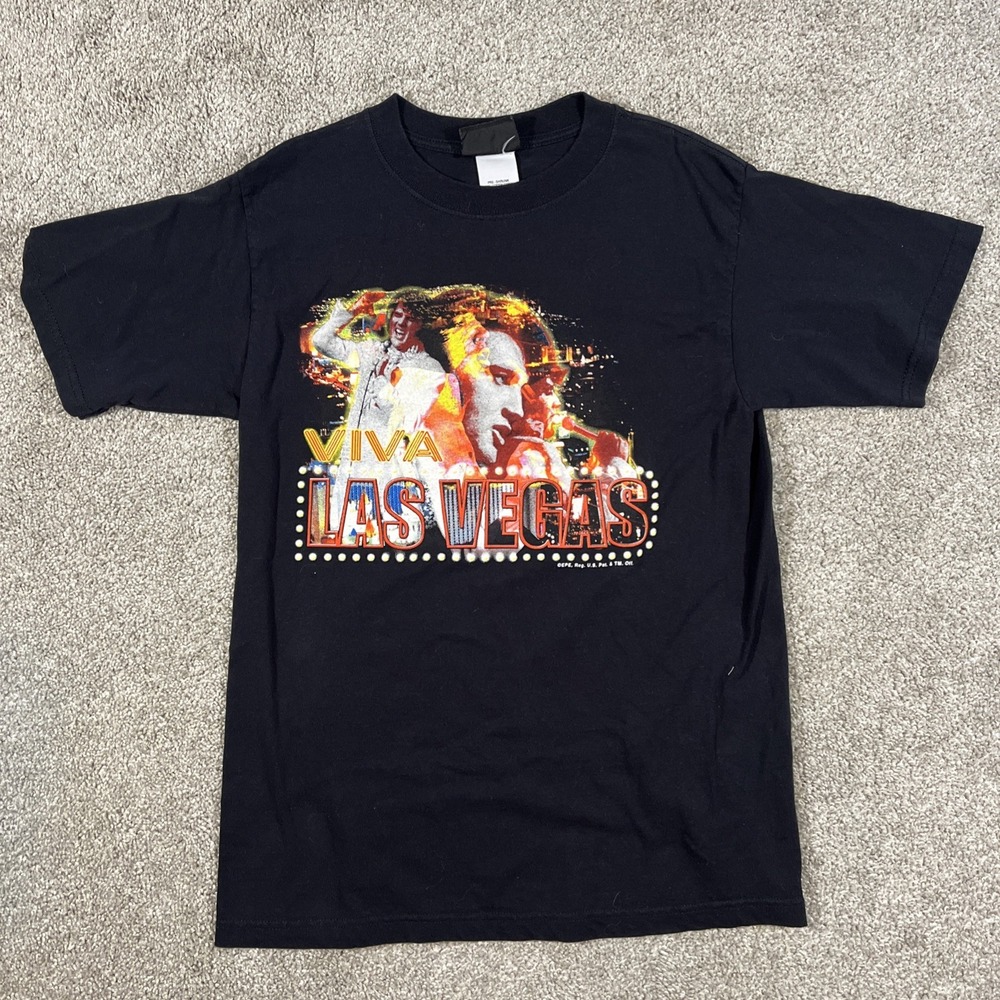 Y2K KUN Elvis Presley Viva Las Vegas Black Graphic T Sz M  Rockabilly Official‎